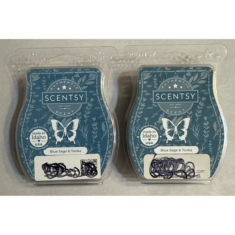 Lot of 2 Scentsy Blue Sage‎ & Tonka Wax Bars Scent New